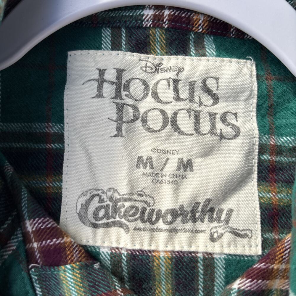 Cakeworthy Disney Hocus Pocus Winifred Midler Plaid Flannel LS Button Up - M EUC - Picture 4 of 11